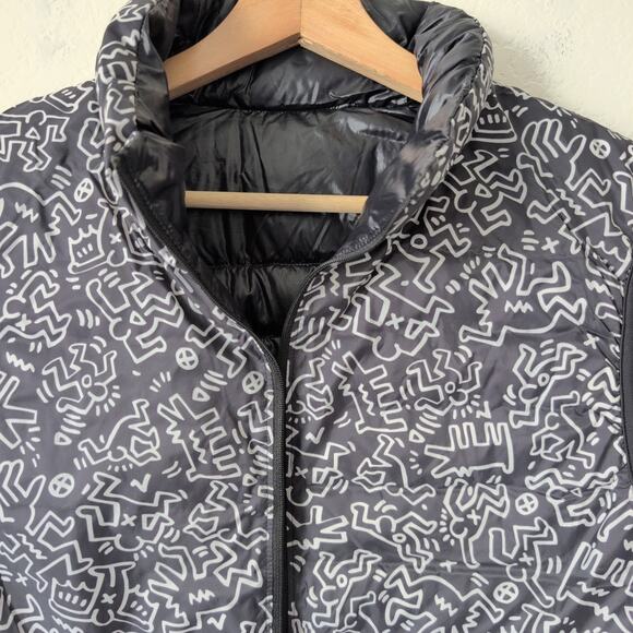 Unisex UNIQLO MoMA SPRZNY reversible packable Keith Haring puffer vest black L - Picture 5 of 10